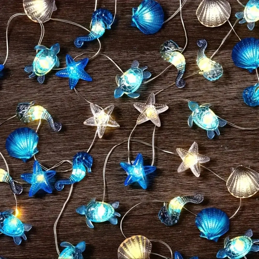 Blue and White Sea Life String Lights, NEW
